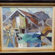 Swedish Oil on Canvas – “Lakeside Hut” by EVERT GRYNNING