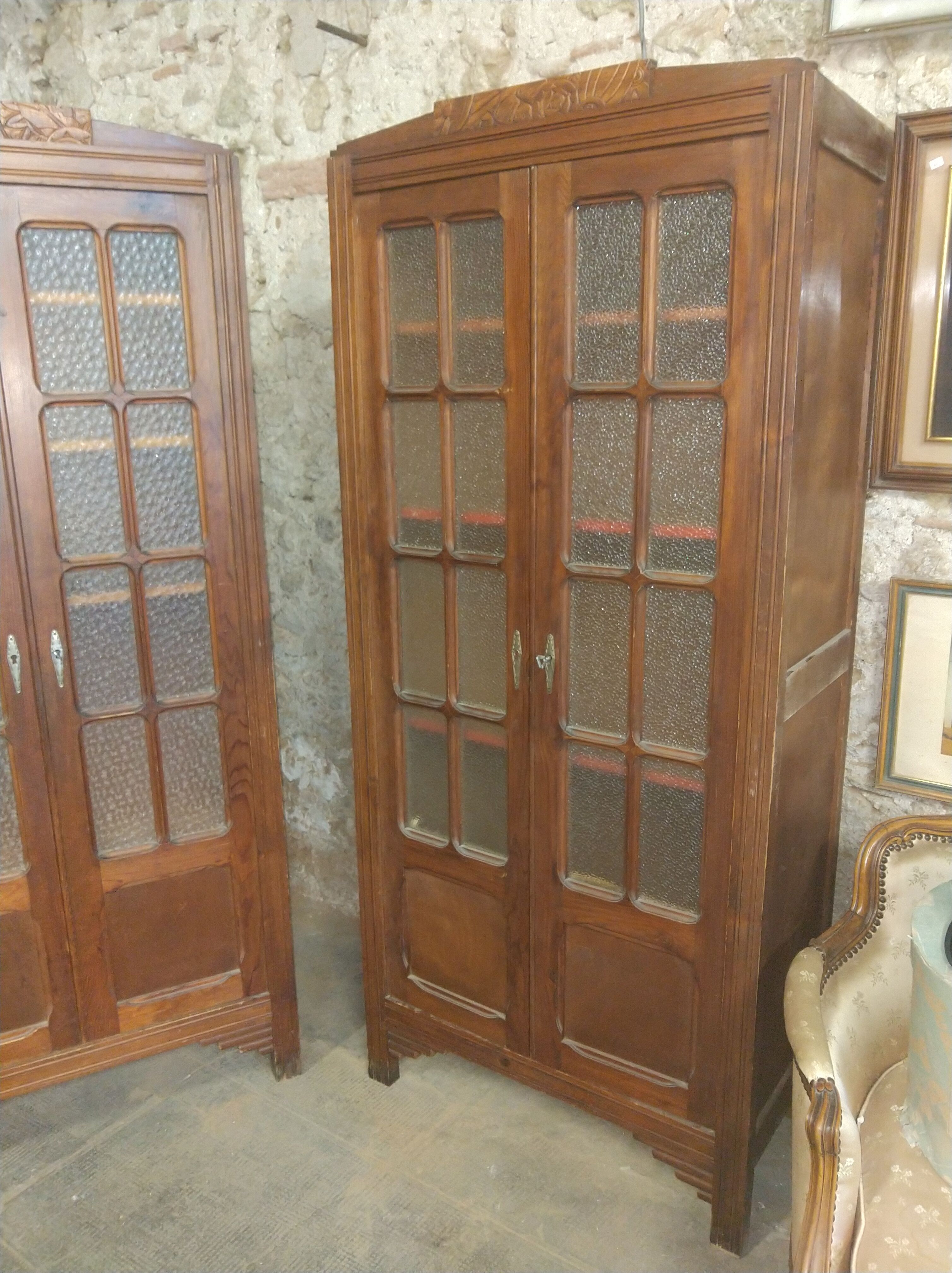 Pair of pine Parisian wardrobes circa 1935