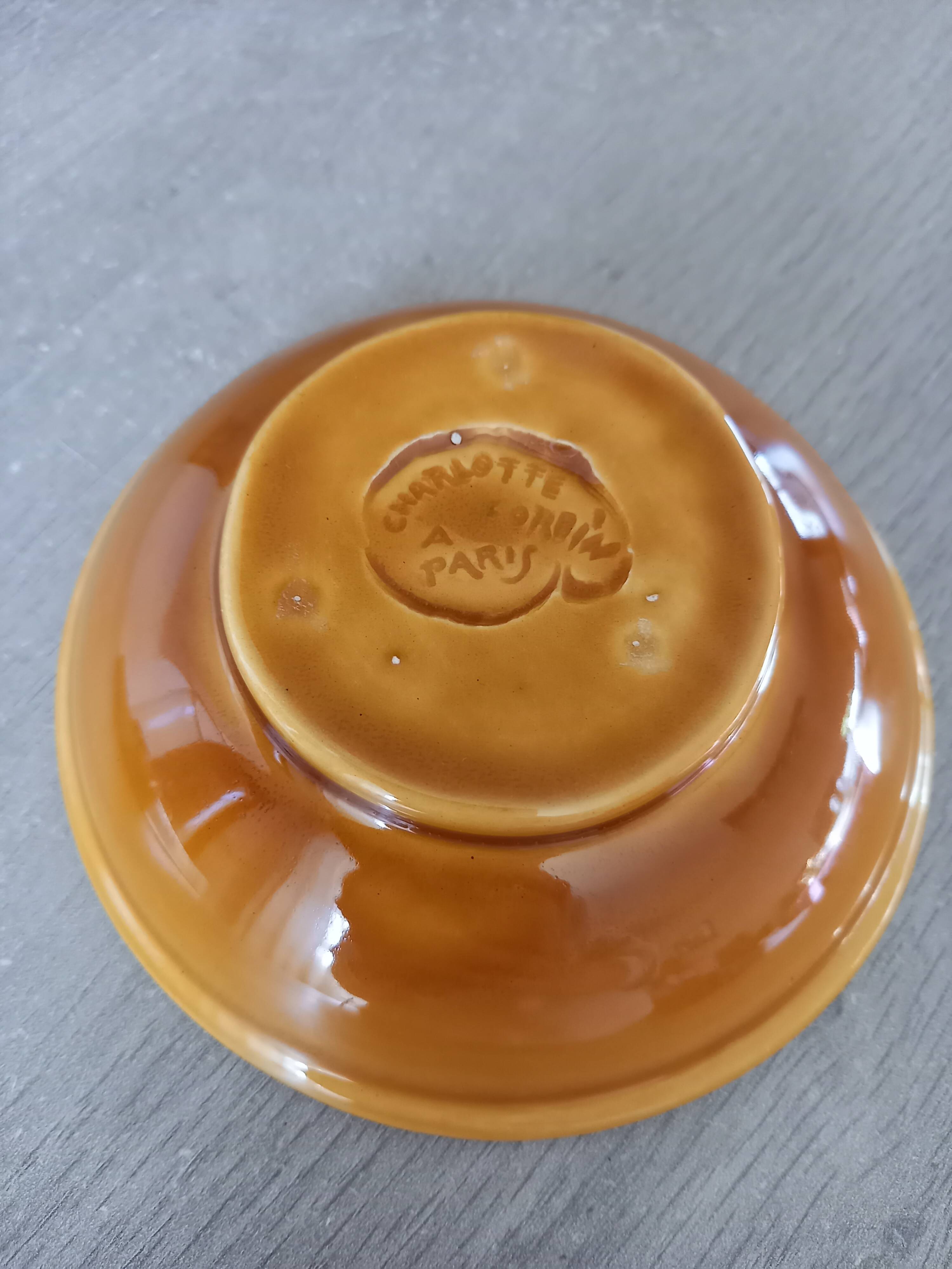 Modernist bowl by Charlotte Corbin in Paris, vintage ceramic from the 1950s.