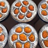 Pornic earthenware / set of 6 oyster plates / hand painted
