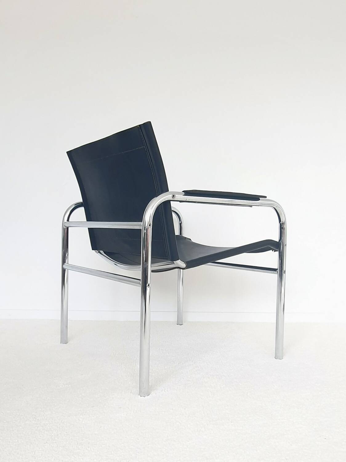 Ensemble de fauteuils klinte par tjord bjorklund pour ikea, chaises vintage design chrome & cuir