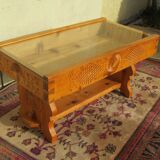 Very distinctive pine coffee table, display case
