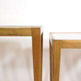 Three walnut side tables from the 60s