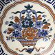 Art Deco, wooden tray and Gien earthenware tiles with basket decor circa 1940