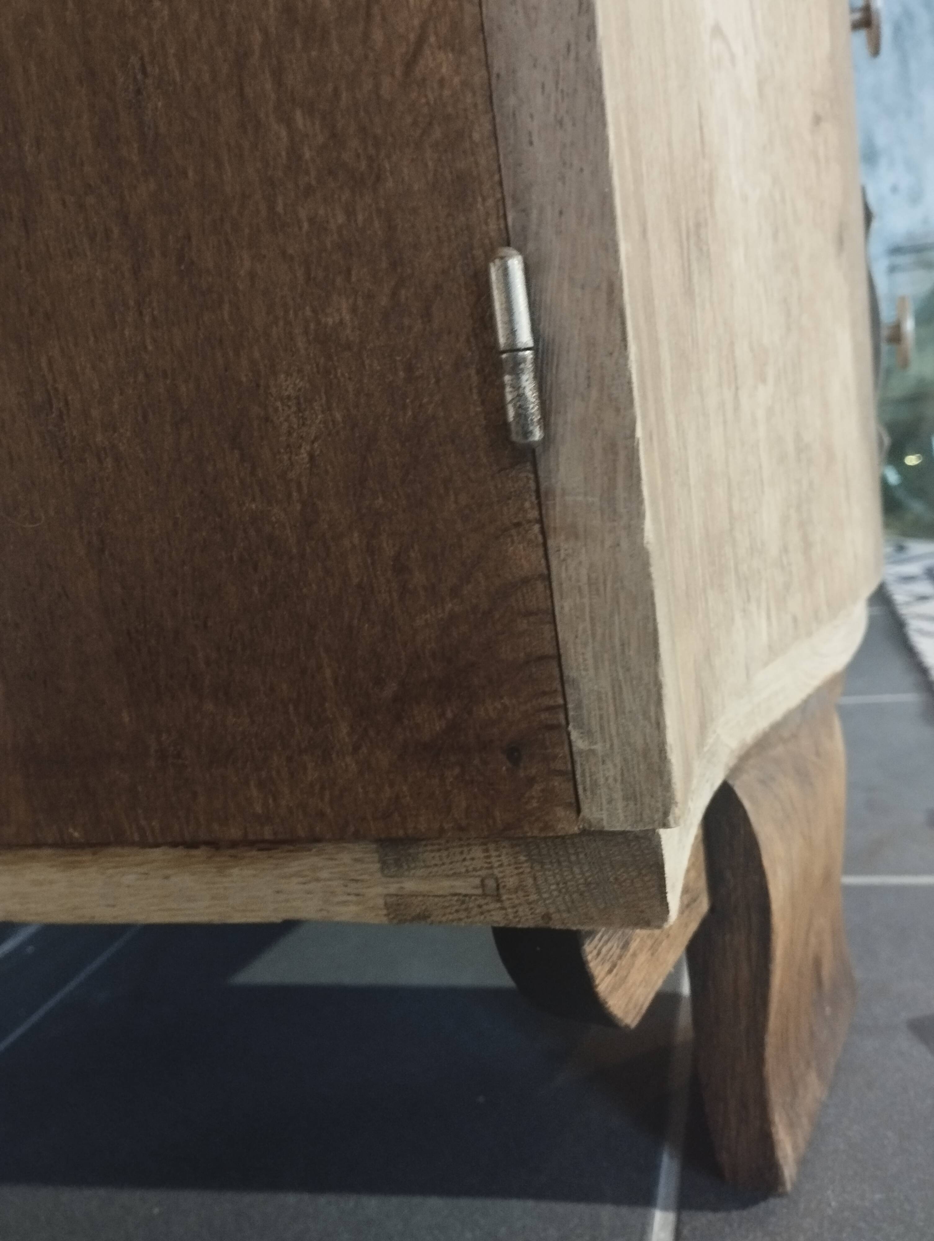 Art Deco oak and leather chest of drawers