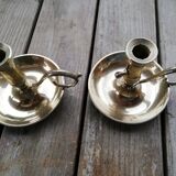 Pair of brass candle holders