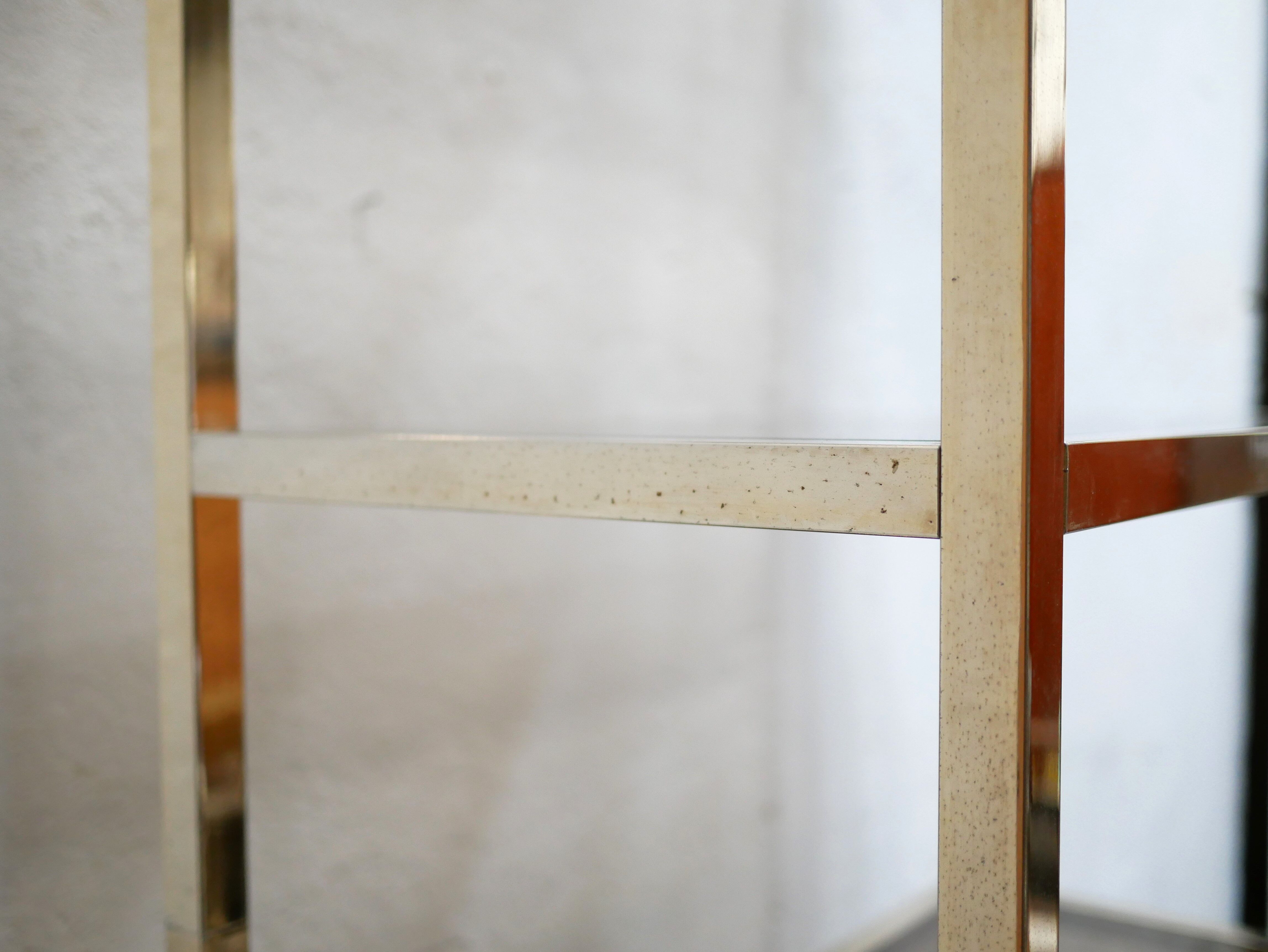 Bookcase vintage shelf in brass and smoked glass
