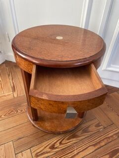 Pair of Art Deco bedside tables made of cedar magnifying glass