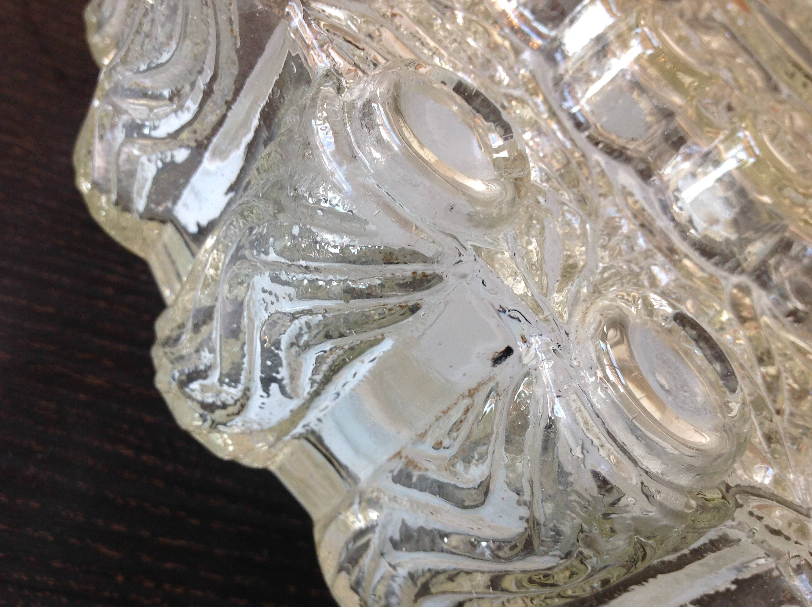 Round vintage bubbled glass ceiling light from the 60s and 70s