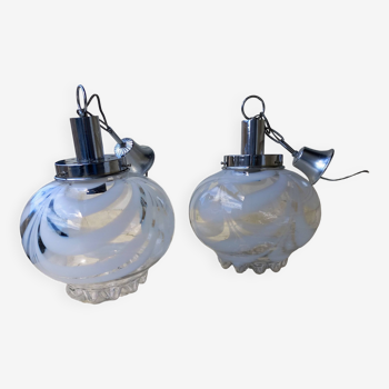 Pair italian MCM pendant lamps