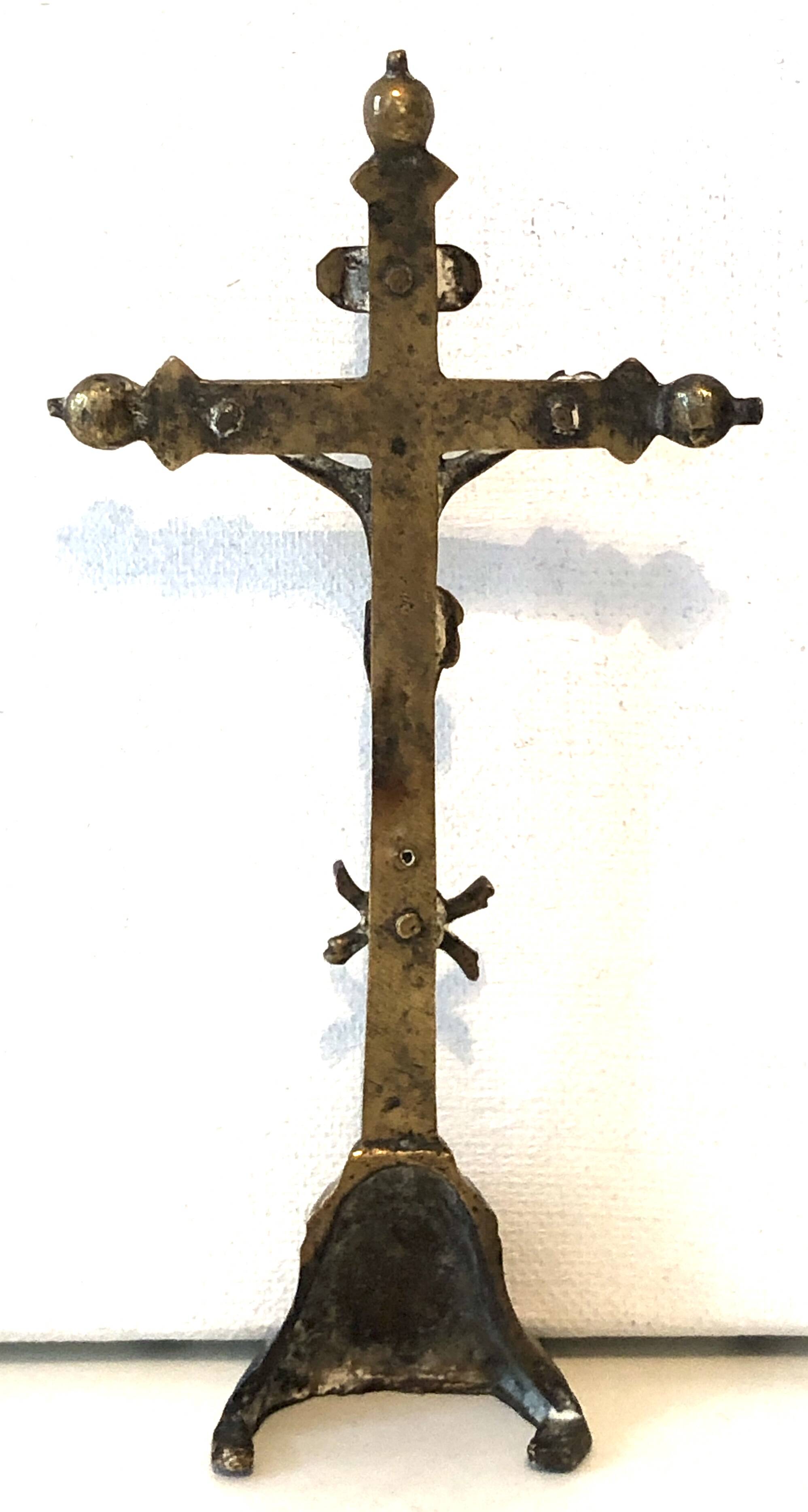 Old golden brass crucifix