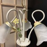 Antique Chandelier Ceiling Light Florentine Bouquet Floral Design 1970 Decorative Art No.2