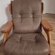 Fauteuil pivotant en bois et cuir, Pays-Bas années 70