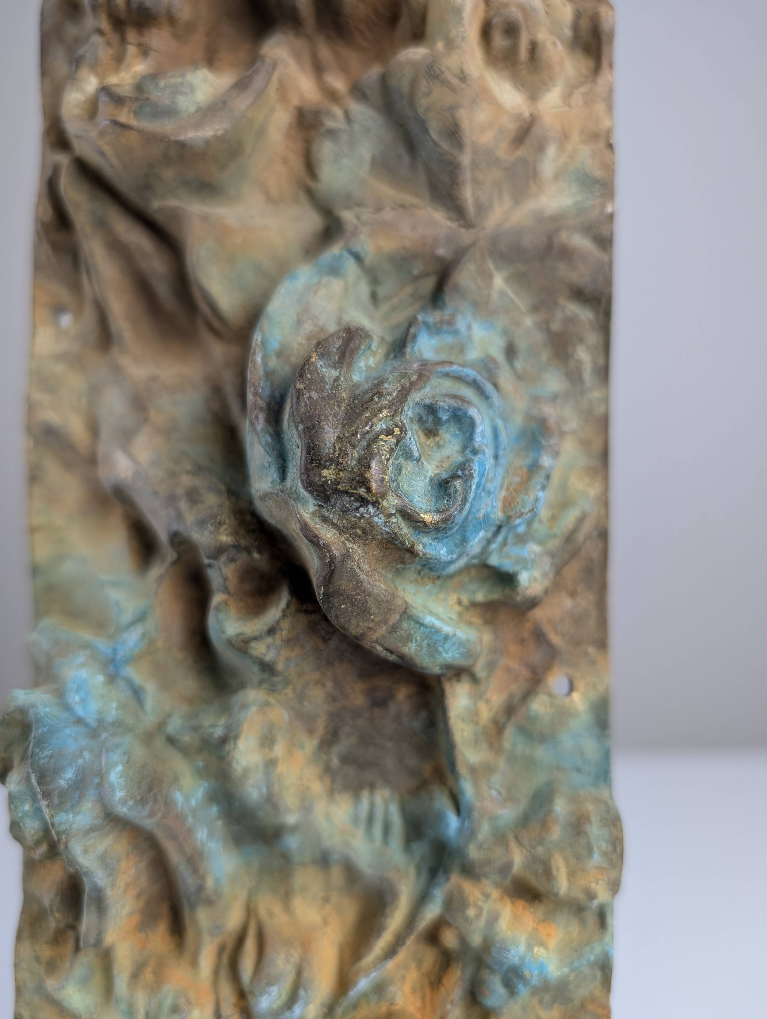 Antique Bronze Relief of Nature and Birds, 1900s