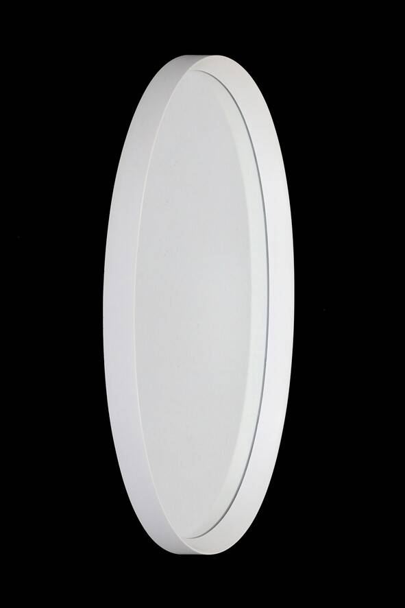 Big, oval mid-century mirror / 1960s / 1970s / white / sanded finish / Space Age