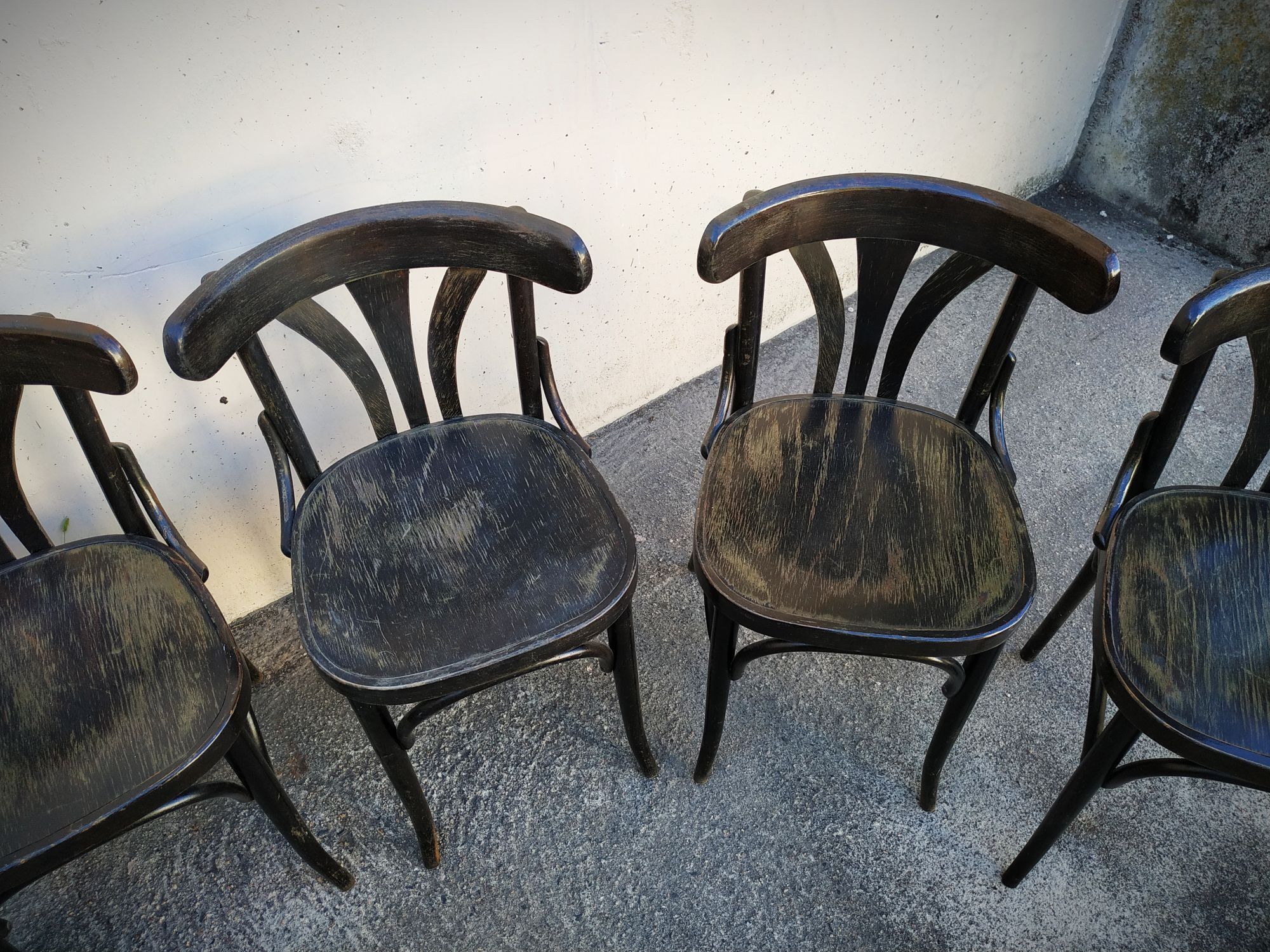 Series of eight bistro chairs