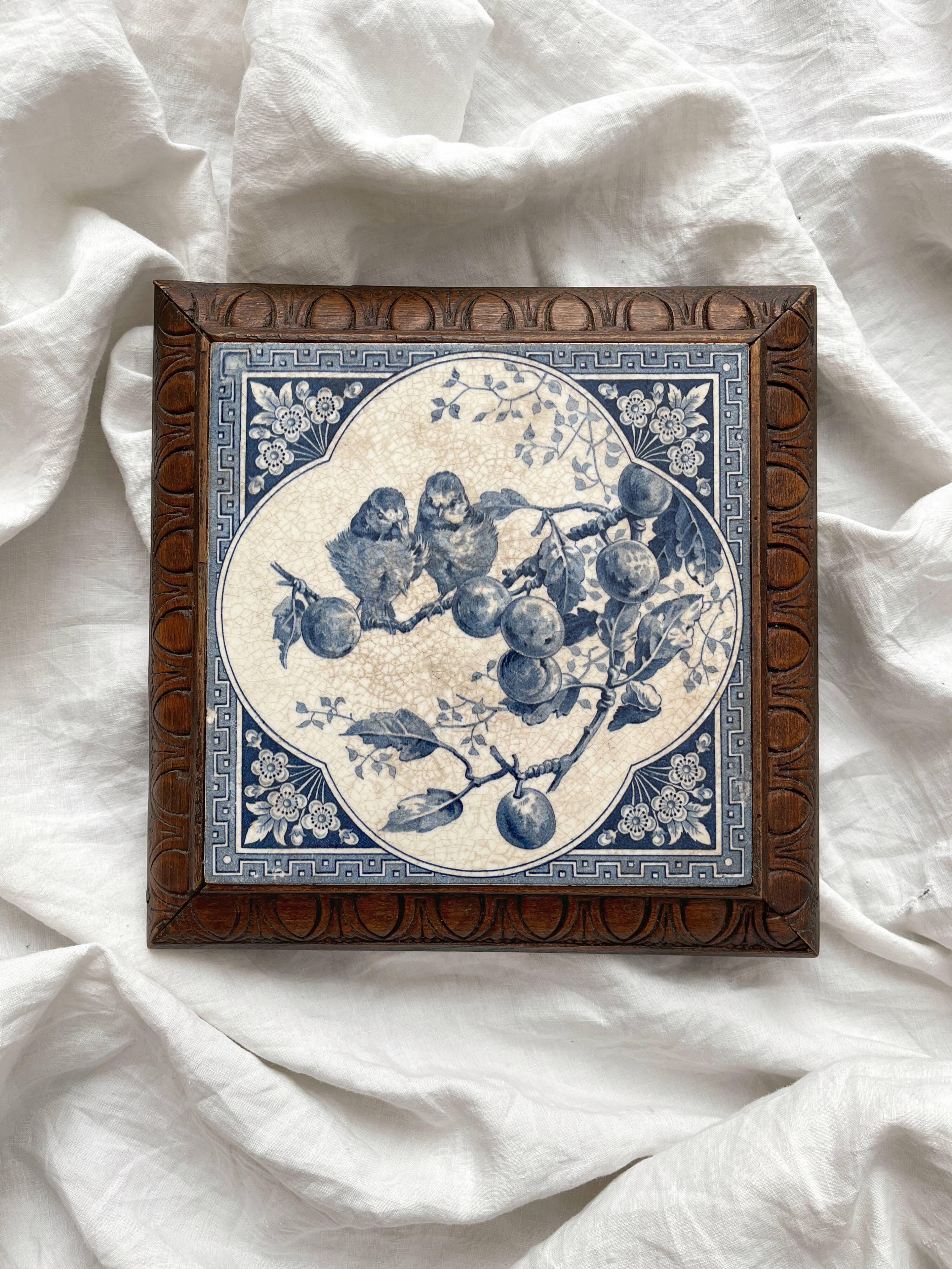 Gien birds iron earthenware trivet