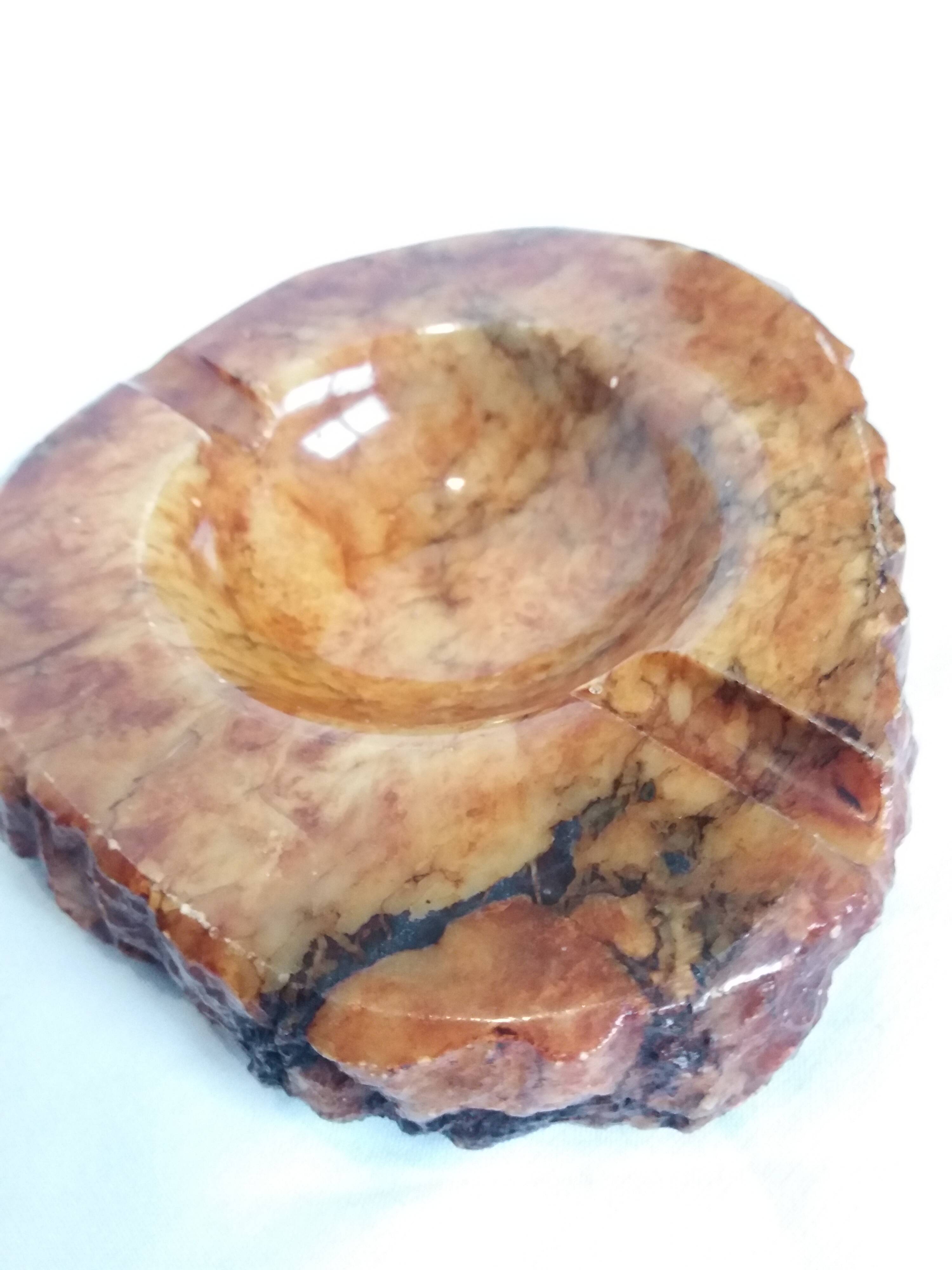 Caramel ocher alabaster ashtray Romano Bianchi Italy