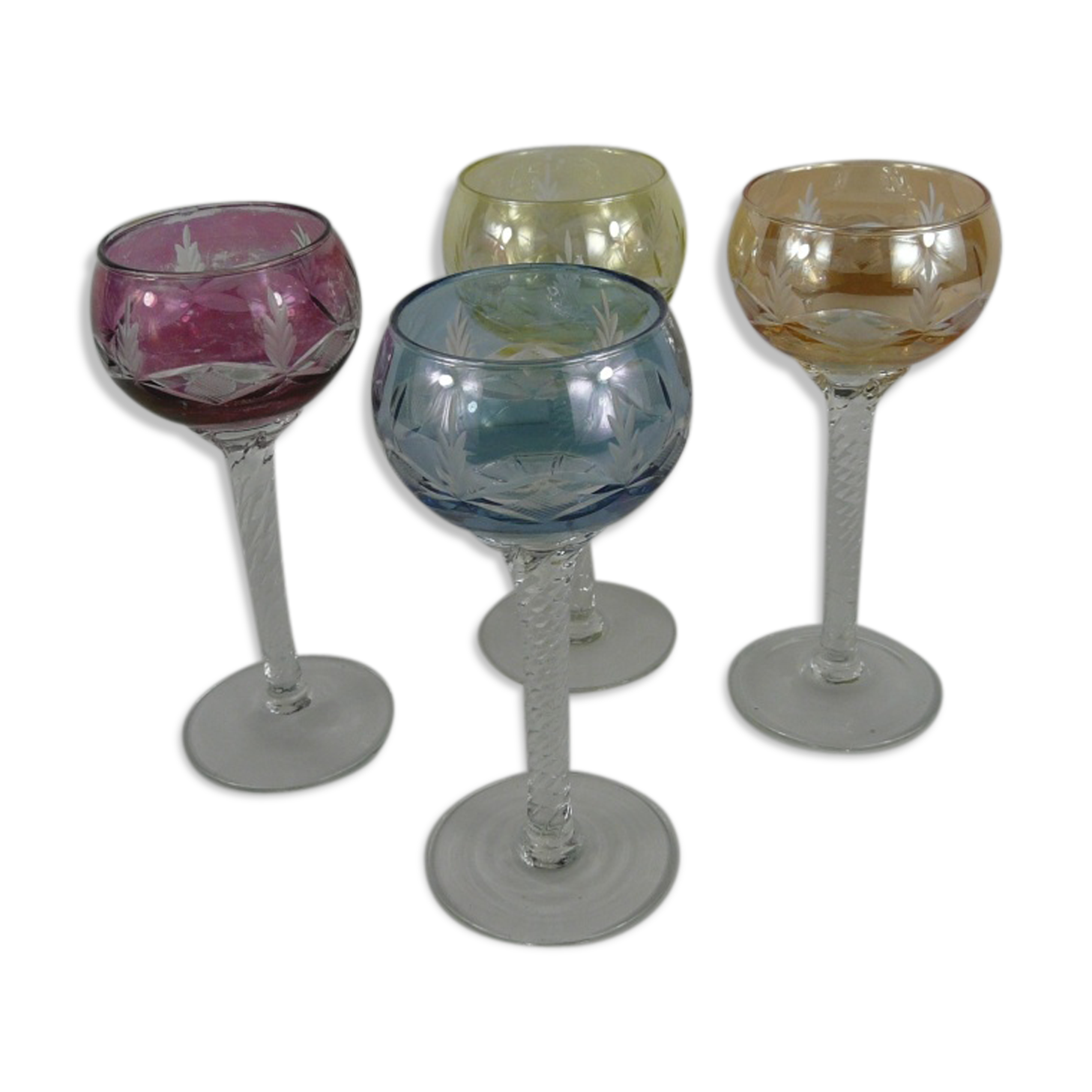 Lot de 4 verres à vin Roemer en verre soufflé