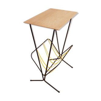 Magazine rack / end table scoubidou vintage yellow