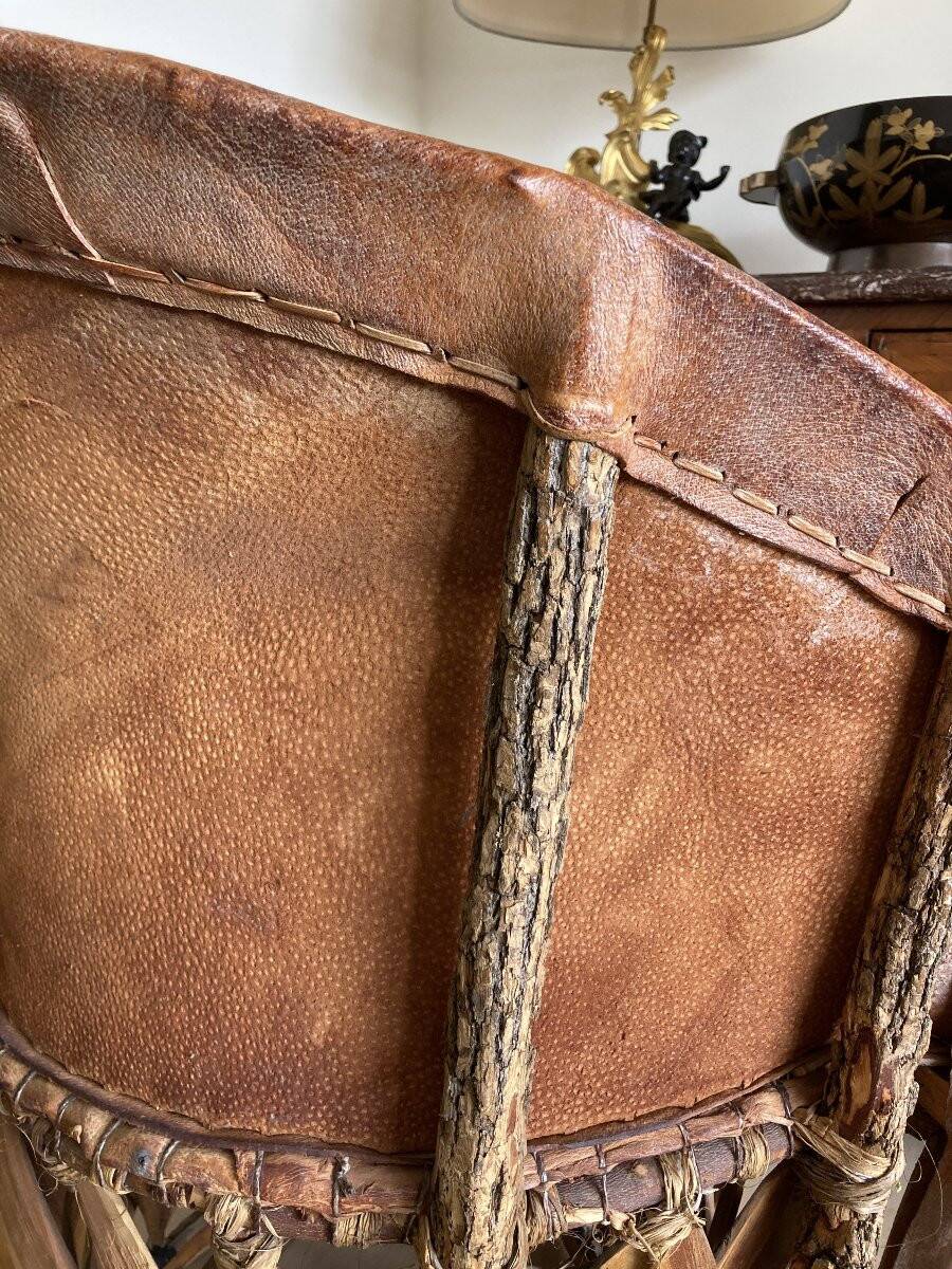 Equipale leather armchair, folk art - Mexico, 1970s