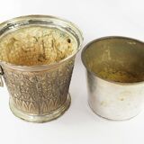 Champagne bucket in brass regrowth silver with lion handles, 1900s