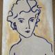 Painting signed Chinese ink and pastel female portrait “study”