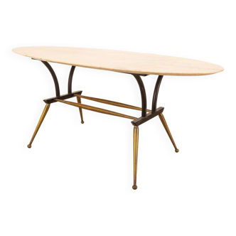 Table vintage années 60 en laiton et marbre design italien