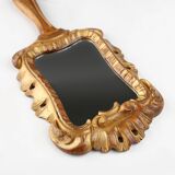 20th century handcrafted wooden hand held mirror, France