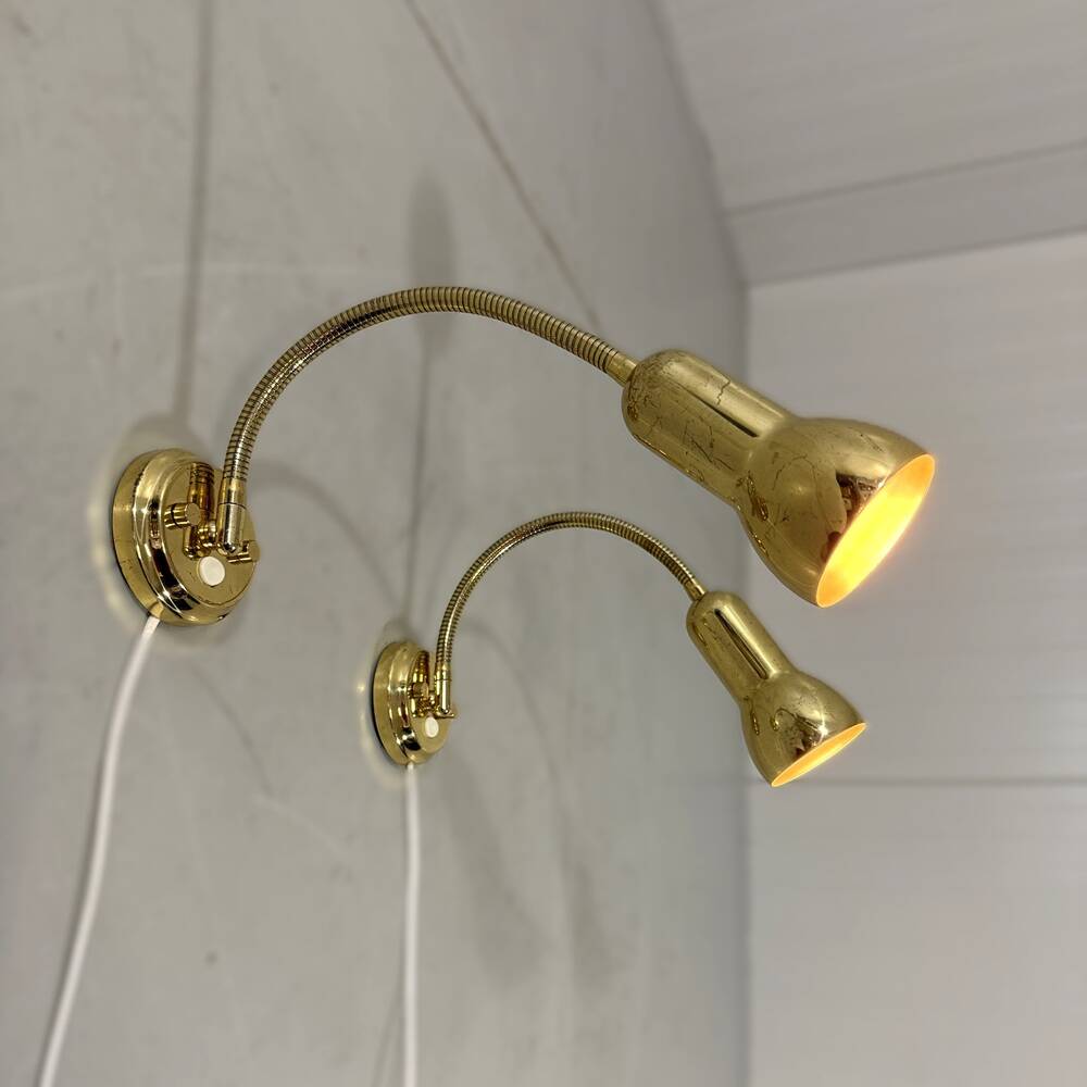 Brass flexible wall lamps, set of 2, 1960’s