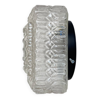 Applique, plafonnier carré en verre moulé, 1970-1980