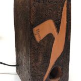 Brutalist ceramic lamp with stylized bird decor