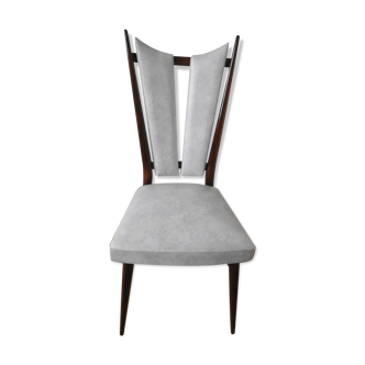 Chaise en skaï blanc des années 60-70