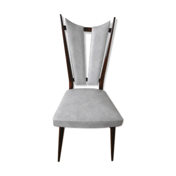 Chaise en skaï blanc des années 60-70