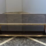 Coffee table with bronze mirror band by Belgo Chrom, 1970s.