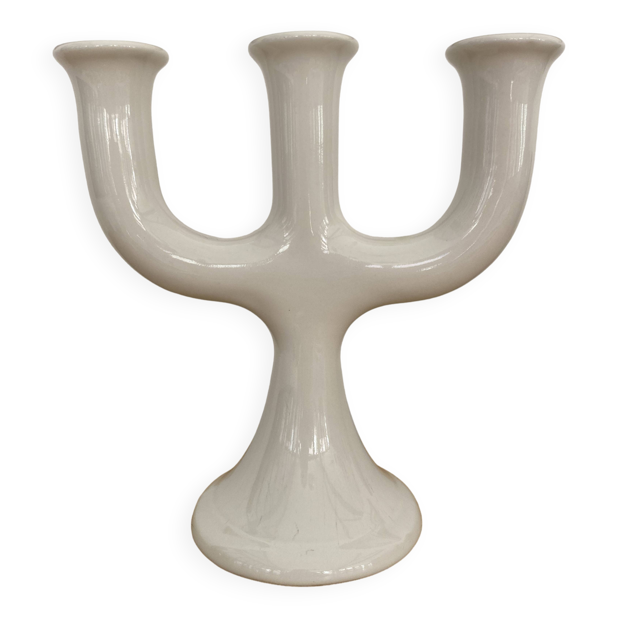 Scandinavian candlestick 3 lights white ceramic