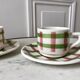 Duo de tasses et sous-tasses à café motif écossais / vichy années 50