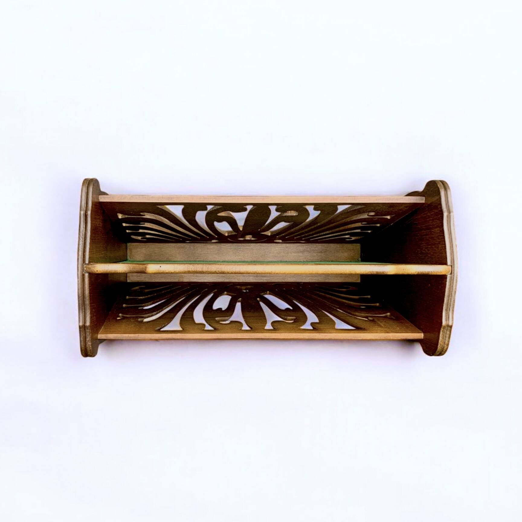 Porte-revue vintage en bois sculpté