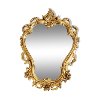 Miroir baroque en résine dorée