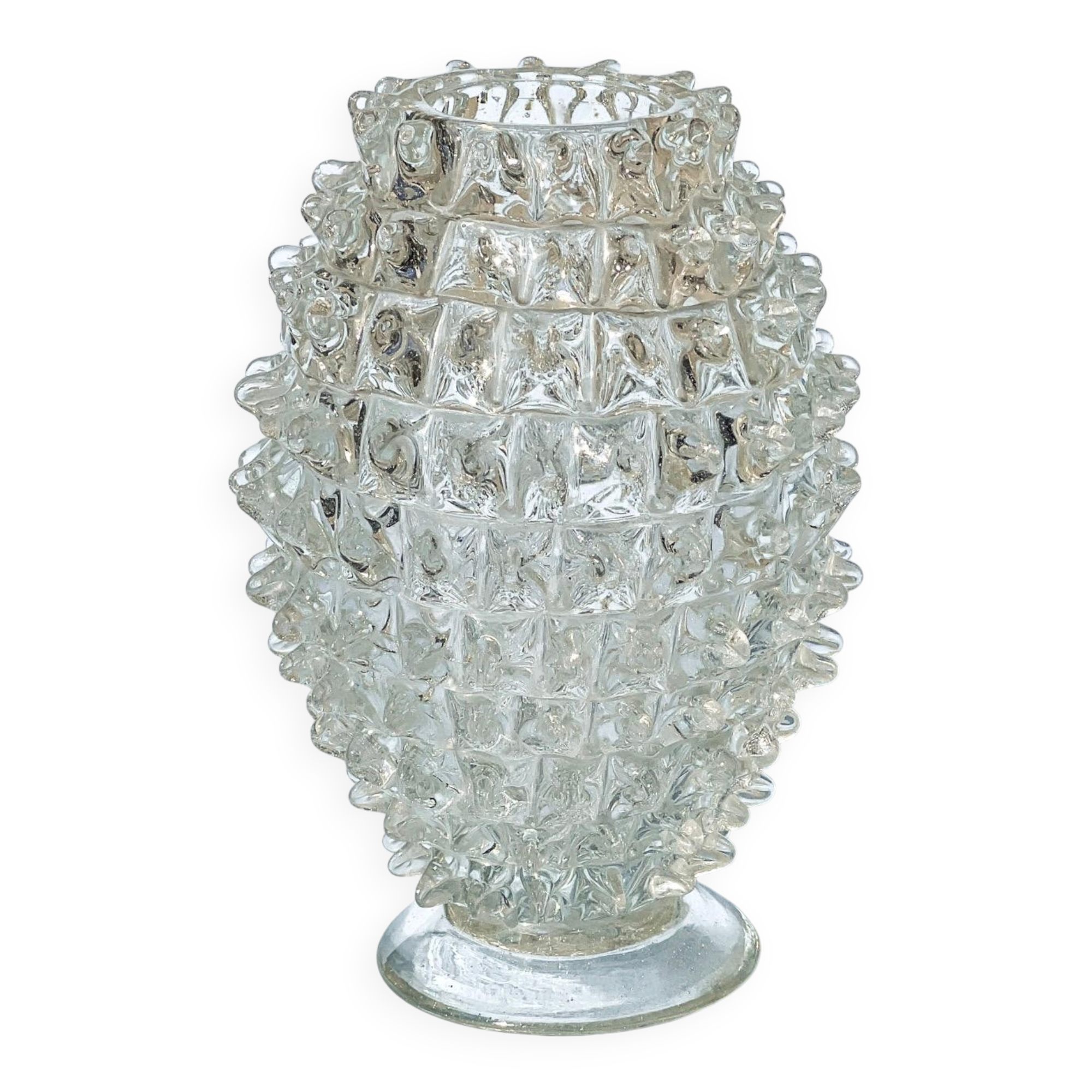Vintage Rostrato vase in clear Murano glass by Barovier and Toso, Italian 1960s