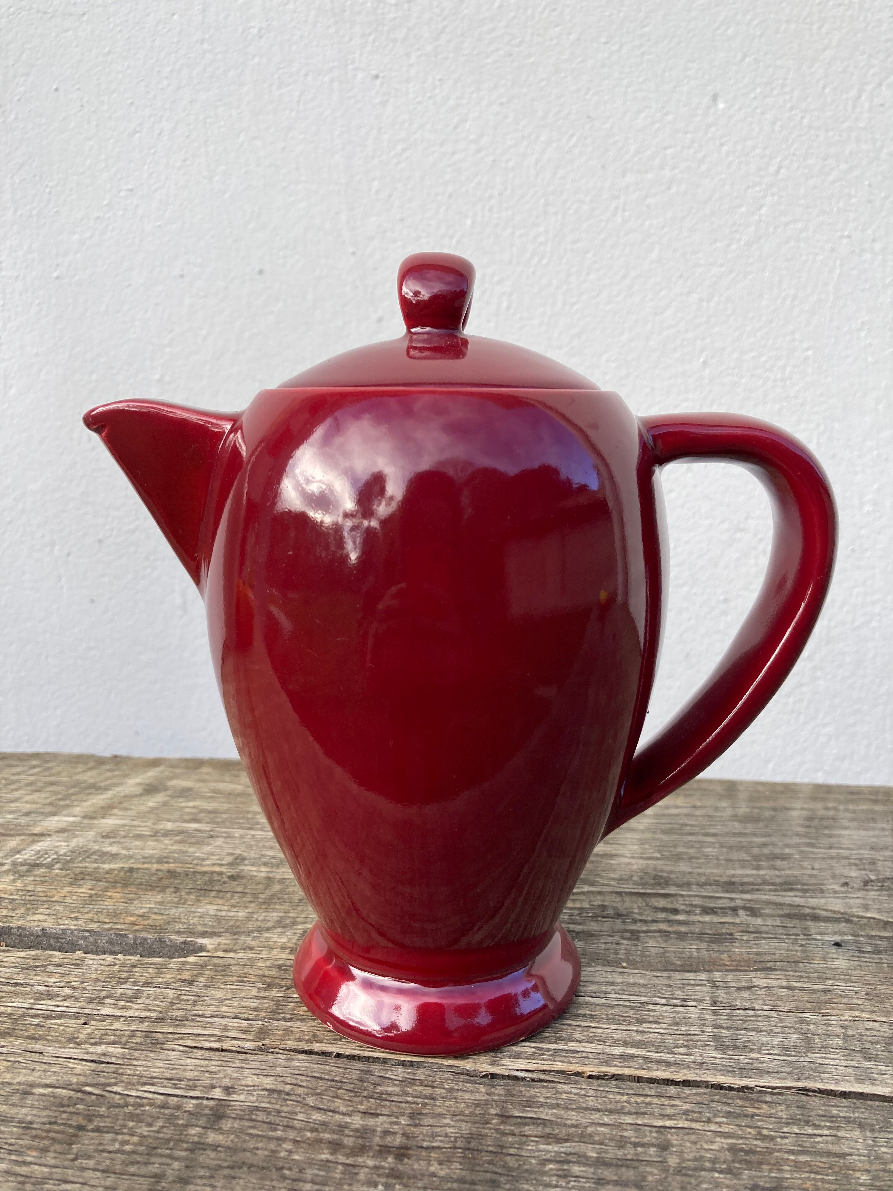 Vintage burgundy red teapot