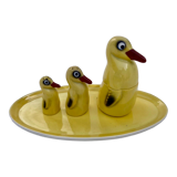 Salière poivrier moutardier Set service à condiments ,porcelaine Pfeffer Gotha - pingouins