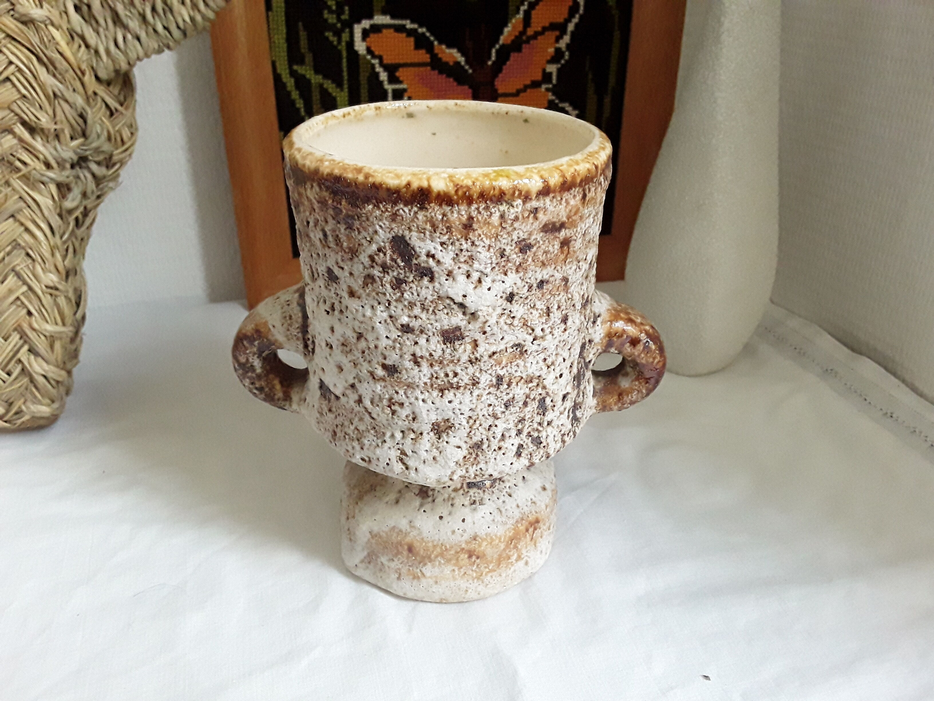Vase vintage en grès forme libre 1970