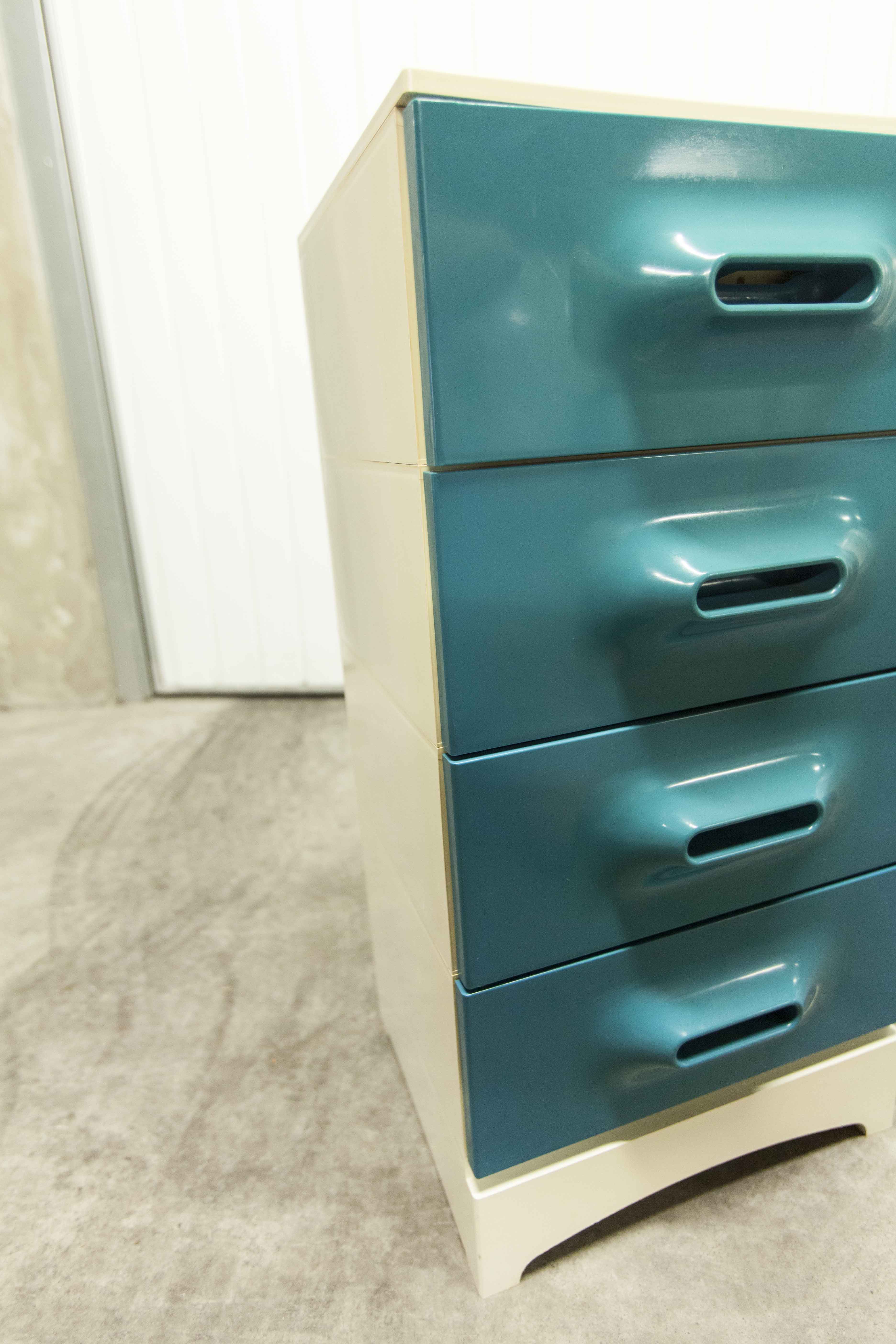 Commode vintage bleu canard 1970