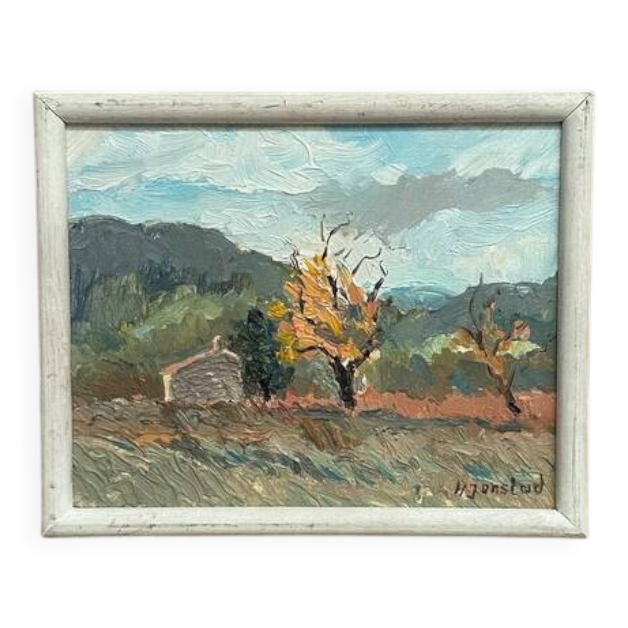 Original Swedish Oil on Panel – "Trees" by H. Jonstad – Signed – Vintage and Framed – 23.5 × 20.5 cm (9.2 × 8 in)
