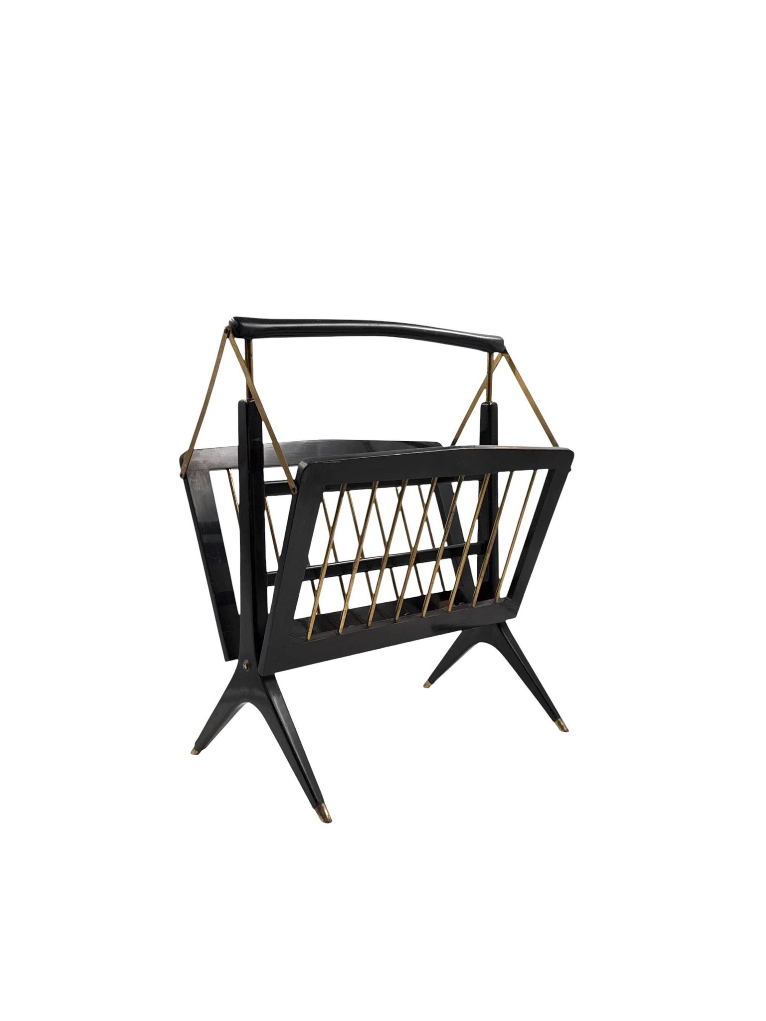 Mid-century Modern brass magazine rack, Ico e Luisa Parisi  Italy 1950