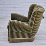 1960s, Danish relax armchair, original condition, green furniture velour.