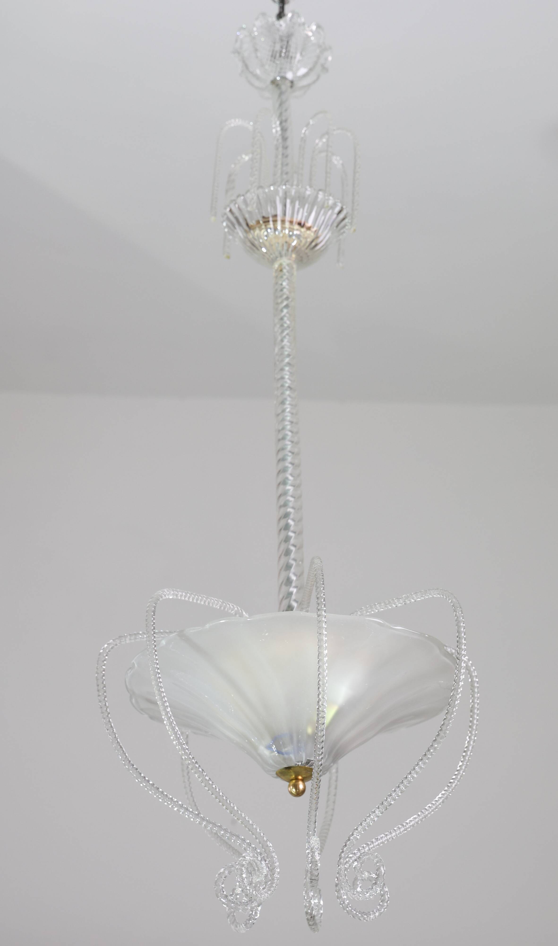 Art Decò Barovier e Toso "Fountain" Murano Glass Chandelier, 1950