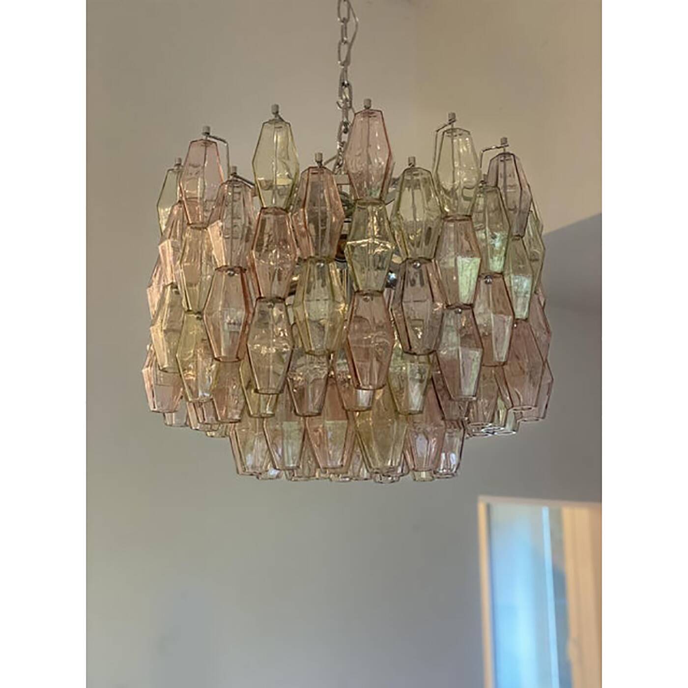 Contemporary “Poliedri” Murano Glass Chandelier