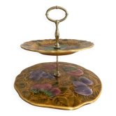 Sarreguemines barbotine cake display with fruit decoration